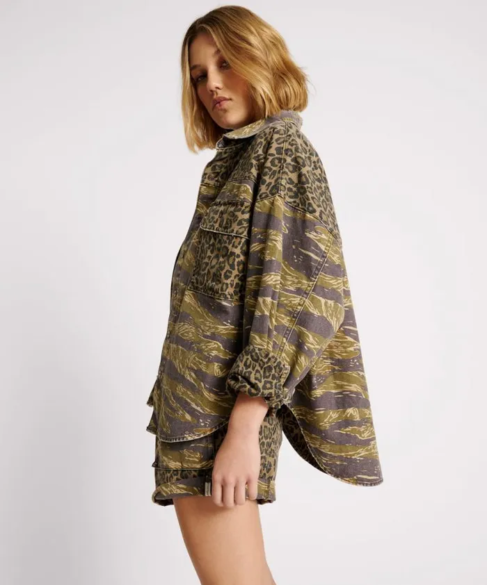 Women ANIMAL CAMO DARIA SHACKET One Teaspoon Denim Shirts Women ANIMAL CAMO DARIA SHACKET One Teaspoon Denim Shirts