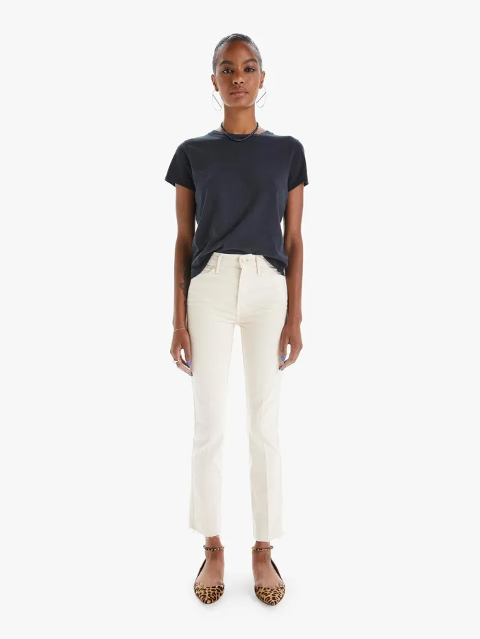 Women Ankle Mother Denim High Waisted Rascal Ankle Fray Natural