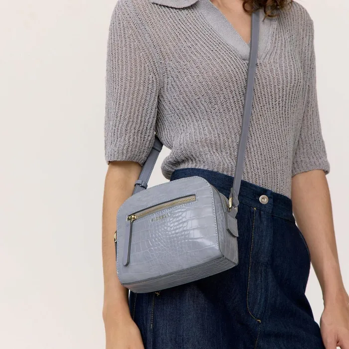 Women Anouk Crossbody Bag Steel Blue Croc Fiorelli Crossbody Bags