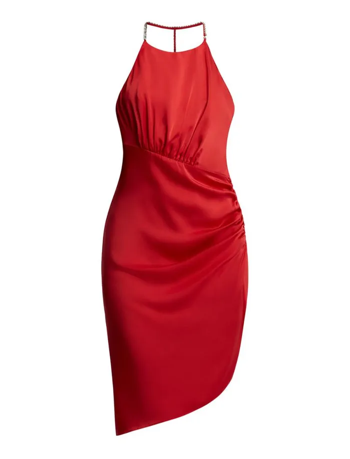 Women Anwen Ruched Mini Dress Fiery Red BCBG Dresses Women Anwen Ruched Mini Dress Fiery Red BCBG Dresses