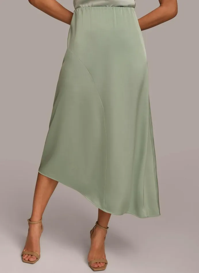 Women ASYMMETRICAL FLARE HEM SKIRT Pale Jade Donna Karan New York Skirts