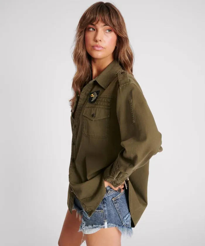 Women AVIATOR EAGLE COTTON SHIRT One Teaspoon Shirts Women AVIATOR EAGLE COTTON SHIRT One Teaspoon Shirts