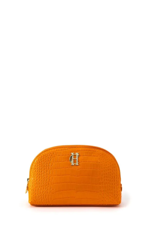 Women Bags Holland Cooper Chelsea Makeup Bag Orange Croc