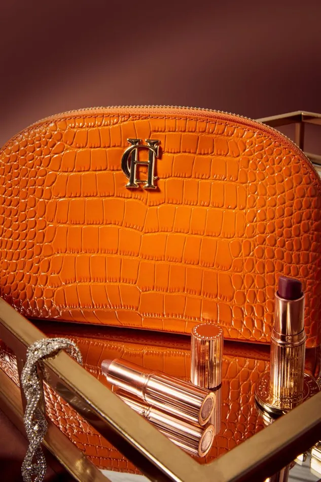 Women Bags Holland Cooper Chelsea Makeup Bag Orange Croc Women Bags Holland Cooper Chelsea Makeup Bag Orange Croc