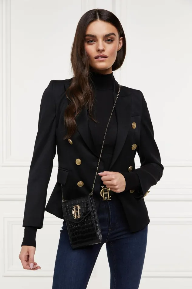 Women Bags Holland Cooper Knightsbridge Phone Pouch Black Croc Women Bags Holland Cooper Knightsbridge Phone Pouch Black Croc