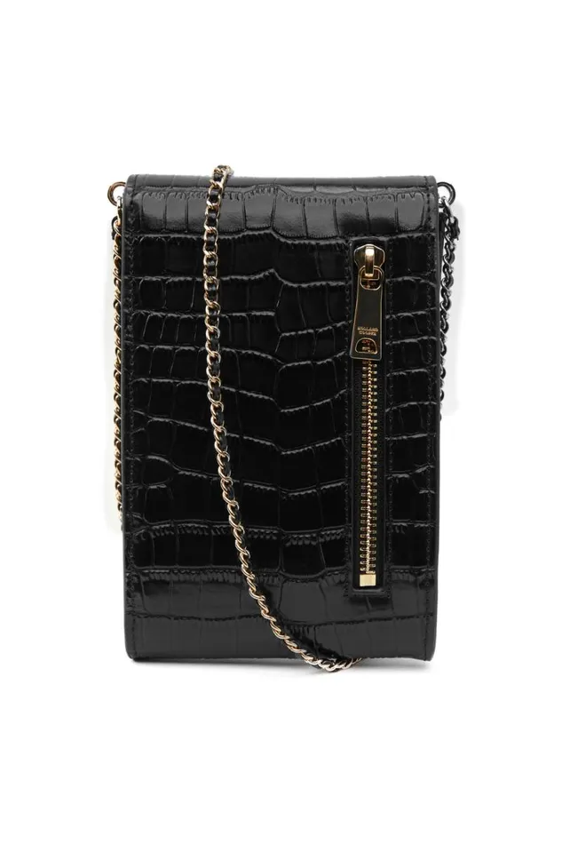 Women Bags Holland Cooper Knightsbridge Phone Pouch Black Croc Women Bags Holland Cooper Knightsbridge Phone Pouch Black Croc