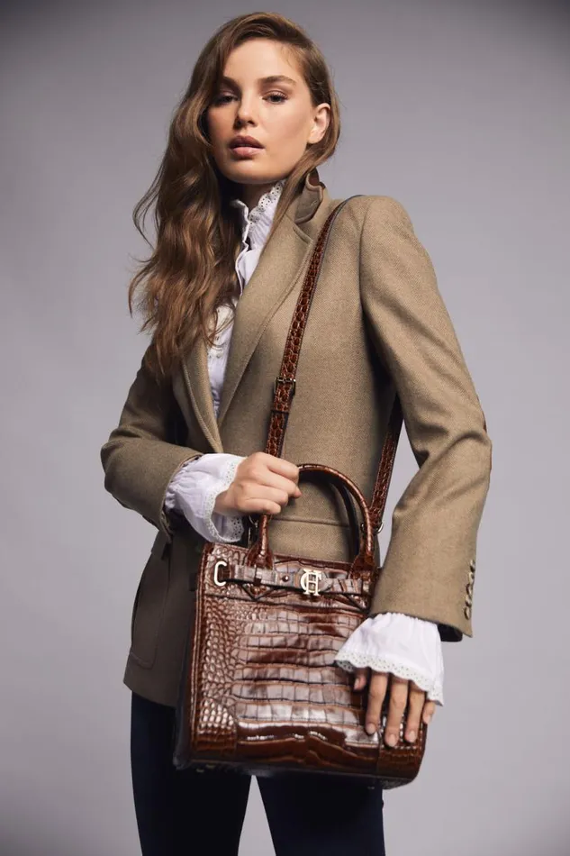 Women Bags Holland Cooper The Brompton Mini Tote Tan Croc