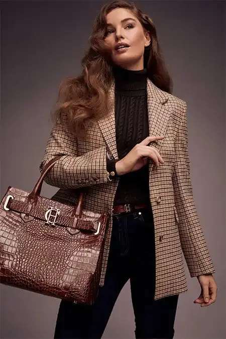 Women Bags Holland Cooper The Brompton Tote Tan Croc Women Bags Holland Cooper The Brompton Tote Tan Croc