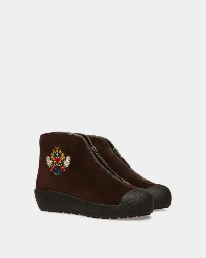 Women Bally Boots and Ankle Boots Winter Capsule Capsule Bootie In Brown Suede Brown Women Bally Boots and Ankle Boots Winter Capsule Capsule Bootie In Brown Suede Brown