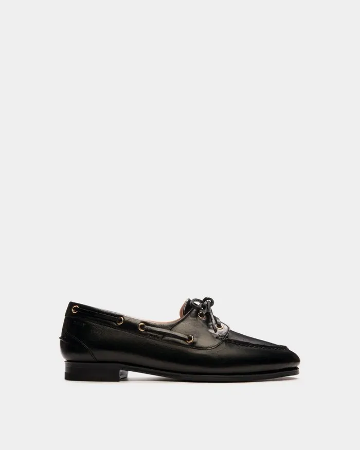 Women Bally Flats and Moccasins Plume Moccasin In Black Leather Black