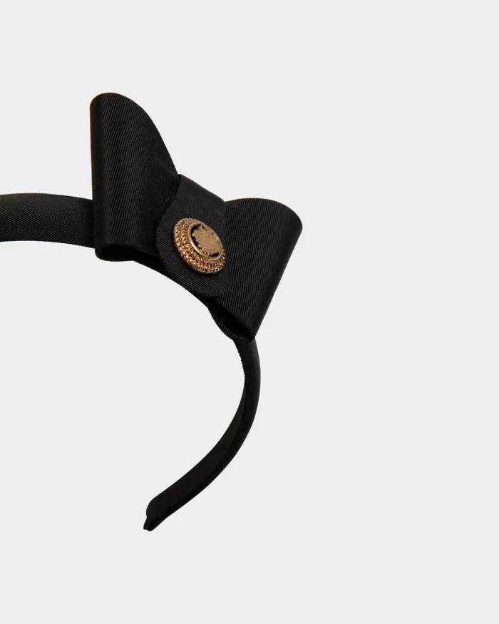 Women Bally Gloves and Hats Headband With Bally Bow In Black Black Women Bally Gloves and Hats Headband With Bally Bow In Black Black