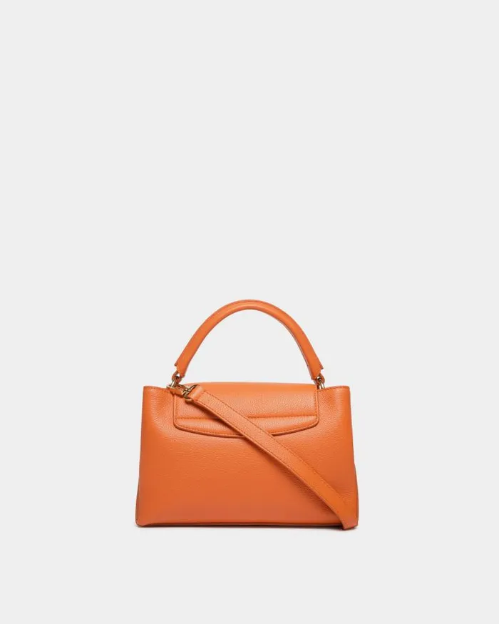 Women Bally Top Handle Bags Lock Me Small Top Handle Bag In Koi Orange Grained Leather Orange Women Bally Top Handle Bags Lock Me Small Top Handle Bag In Koi Orange Grained Leather Orange