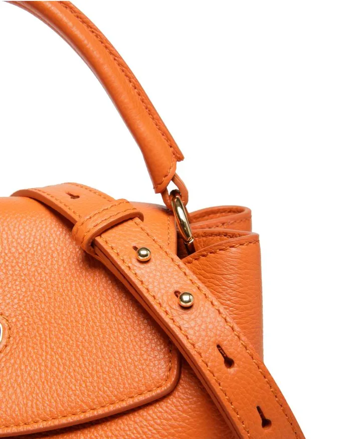 Women Bally Top Handle Bags Lock Me Small Top Handle Bag In Koi Orange Grained Leather Orange Women Bally Top Handle Bags Lock Me Small Top Handle Bag In Koi Orange Grained Leather Orange