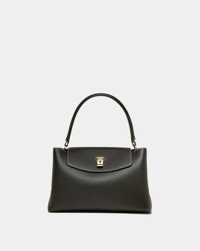 Women Bally Top Handle Bags Lock Me Top Handle Bag In Black Leather Black