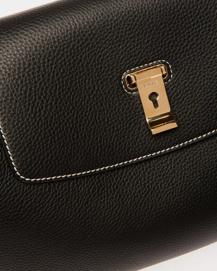 Women Bally Top Handle Bags Lock Me Top Handle Bag In Black Leather Black Women Bally Top Handle Bags Lock Me Top Handle Bag In Black Leather Black