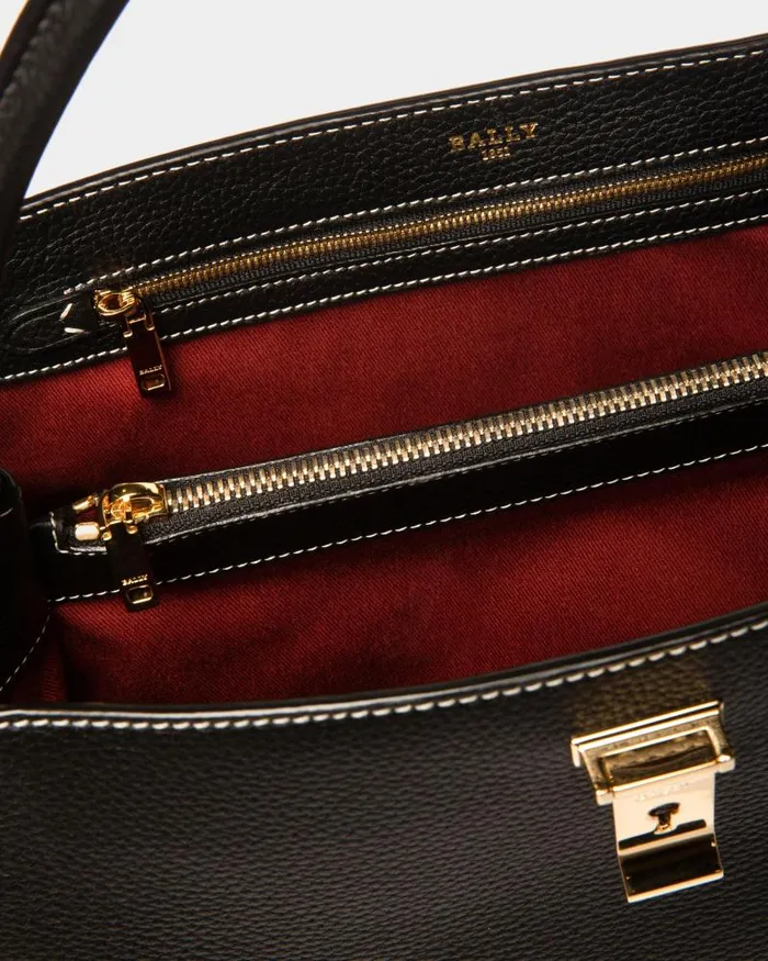 Women Bally Top Handle Bags Lock Me Top Handle Bag In Black Leather Black Women Bally Top Handle Bags Lock Me Top Handle Bag In Black Leather Black