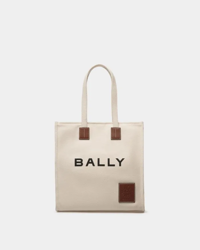 Women Bally Tote Bags Akelei Tote Bag In Canvas Beige