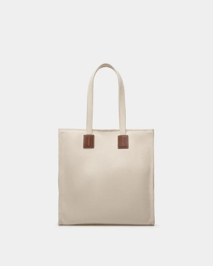 Women Bally Tote Bags Akelei Tote Bag In Canvas Beige Women Bally Tote Bags Akelei Tote Bag In Canvas Beige