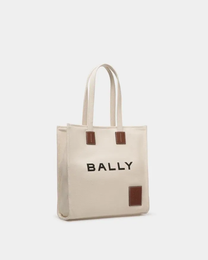 Women Bally Tote Bags Akelei Tote Bag In Canvas Beige Women Bally Tote Bags Akelei Tote Bag In Canvas Beige