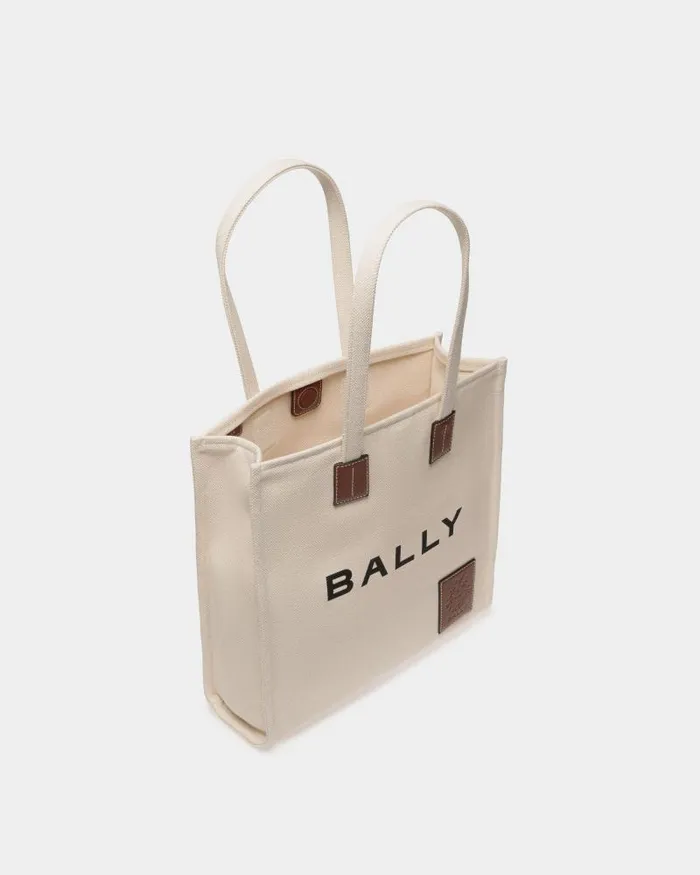 Women Bally Tote Bags Akelei Tote Bag In Canvas Beige Women Bally Tote Bags Akelei Tote Bag In Canvas Beige
