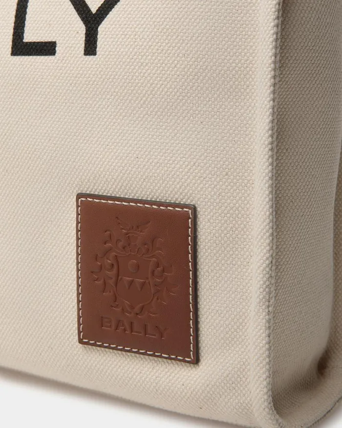 Women Bally Tote Bags Akelei Tote Bag In Canvas Beige Women Bally Tote Bags Akelei Tote Bag In Canvas Beige