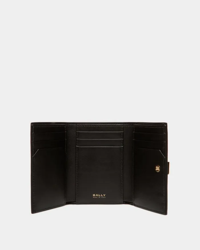 Women Bally Wallets and Card Holders Lock Me Wallet In Black Grained Leather Black Women Bally Wallets and Card Holders Lock Me Wallet In Black Grained Leather Black