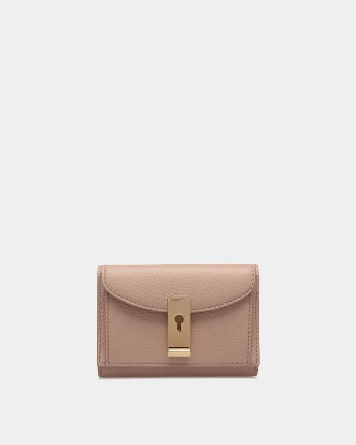 Women Bally Wallets and Card Holders Lock Me Wallet In Nude Grained Leather Beige Women Bally Wallets and Card Holders Lock Me Wallet In Nude Grained Leather Beige