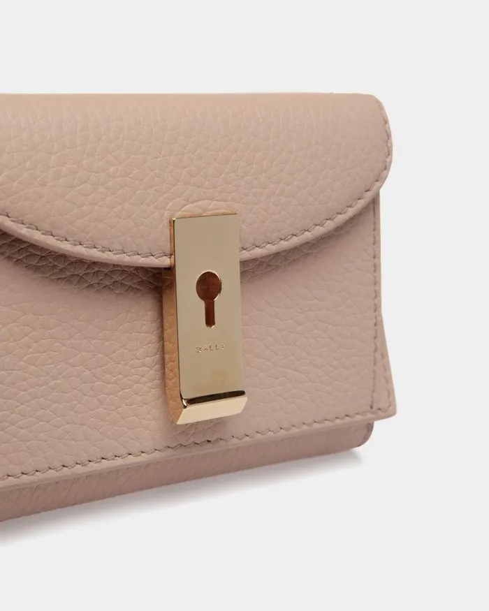 Women Bally Wallets and Card Holders Lock Me Wallet In Nude Grained Leather Beige Women Bally Wallets and Card Holders Lock Me Wallet In Nude Grained Leather Beige