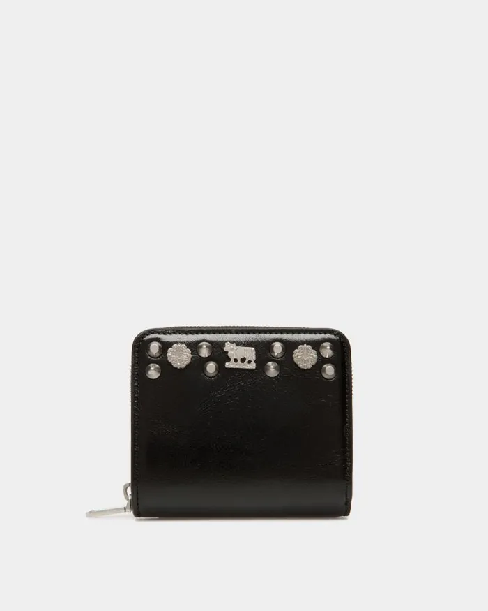 Women Bally Wallets and Card Holders Swissness Wallet In Black Leather With Studs Black Women Bally Wallets and Card Holders Swissness Wallet In Black Leather With Studs Black