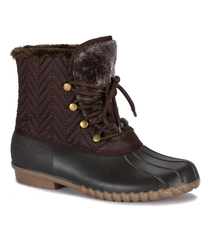 Women Baretraps Booties Flash Duck Boot Dark Brown