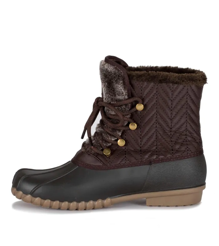 Women Baretraps Booties Flash Duck Boot Dark Brown