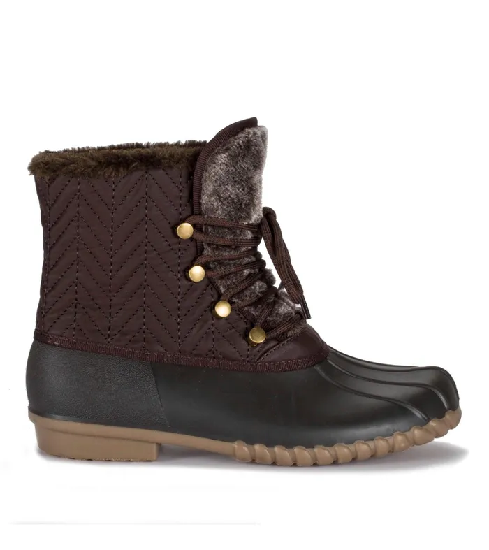 Women Baretraps Booties Flash Duck Boot Dark Brown