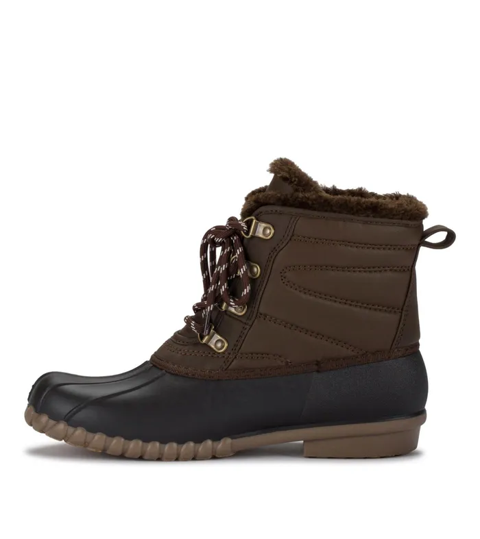 Women Baretraps Booties Flynn Duck Boot Dark Brown
