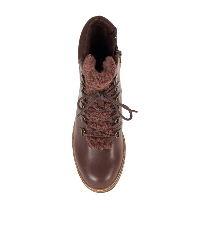 Women Baretraps Booties Nasha Lace Up Wedge Bootie Dark Brown