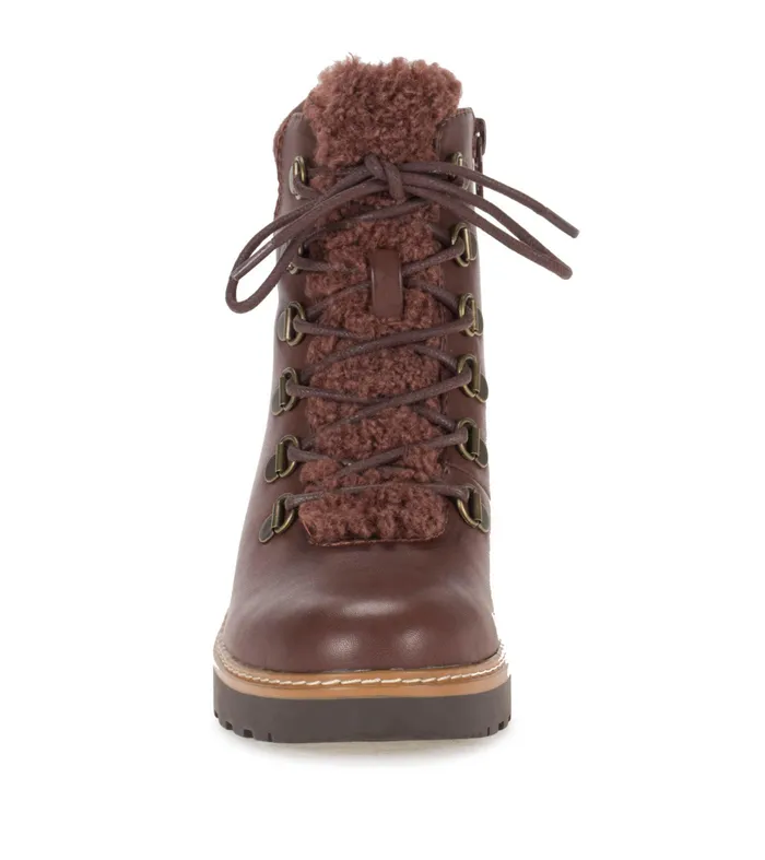 Women Baretraps Booties Nasha Lace Up Wedge Bootie Dark Brown