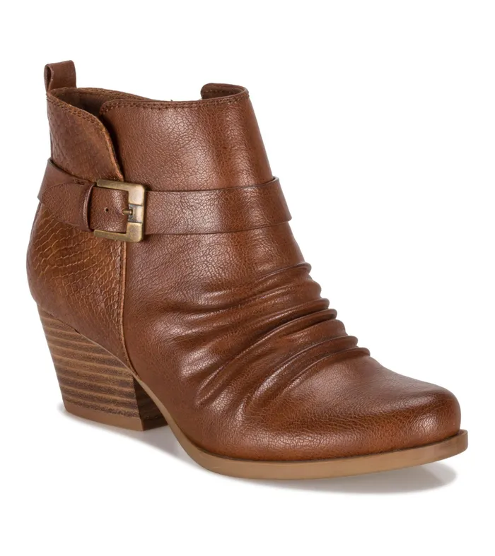 Women Baretraps Booties Rebel Block Heel Bootie Cognac
