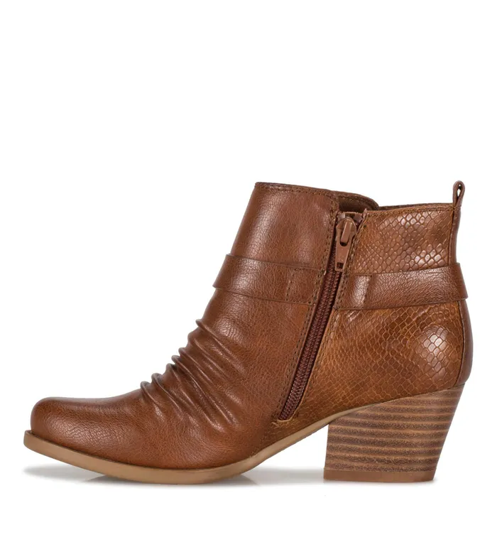 Women Baretraps Booties Rebel Block Heel Bootie Cognac