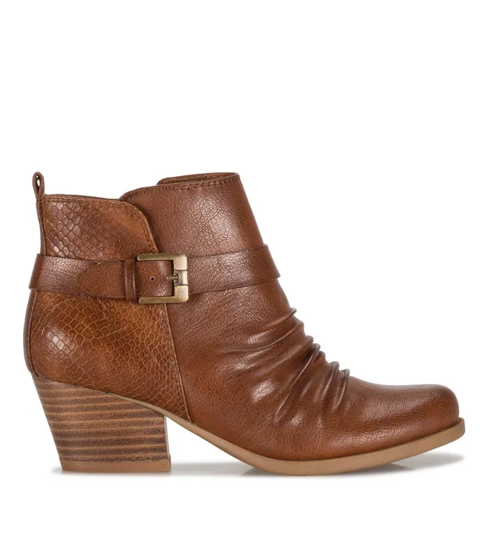 Women Baretraps Booties Rebel Block Heel Bootie Cognac