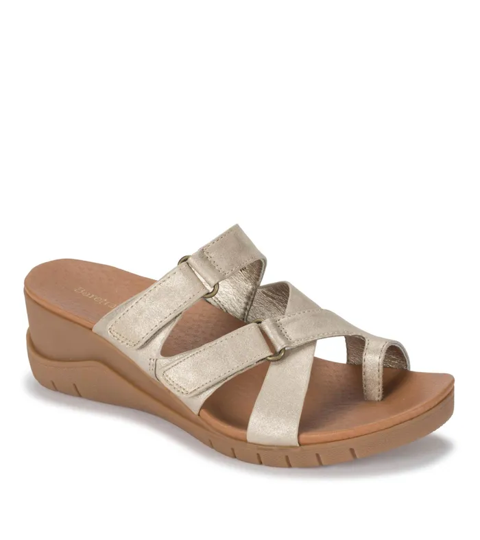 Women Baretraps Slides and Slip On Sandals Canice Wedge Slide Sandal Champagne