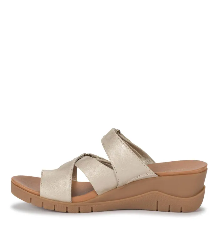 Women Baretraps Slides and Slip On Sandals Canice Wedge Slide Sandal Champagne
