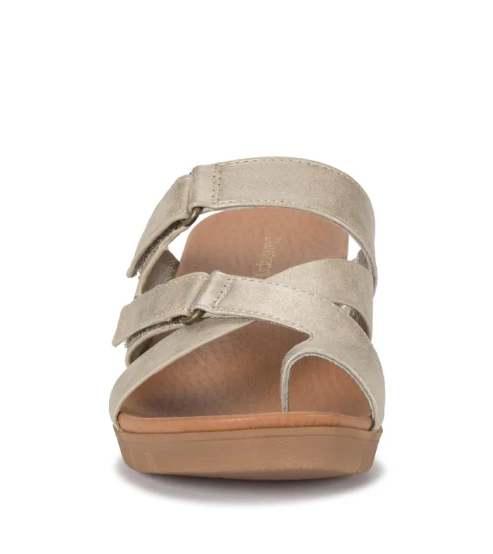 Women Baretraps Slides and Slip On Sandals Canice Wedge Slide Sandal Champagne