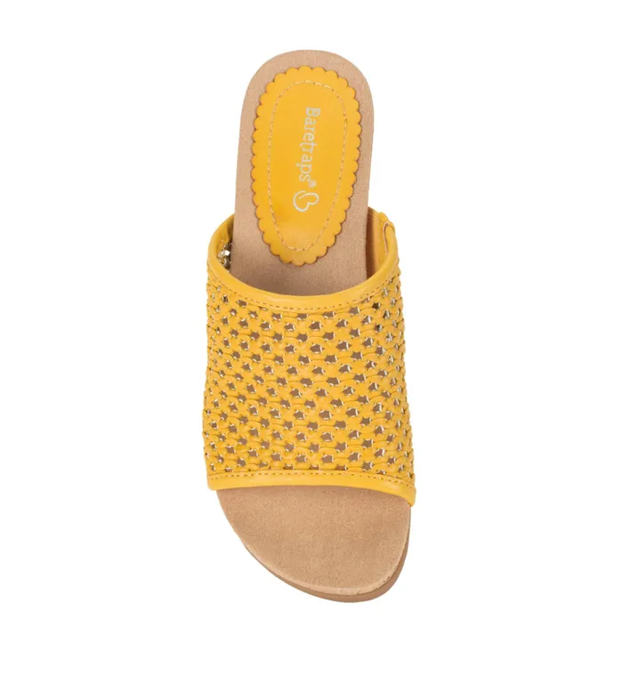 Women Baretraps Slides and Slip On Sandals Flossey Wedge Slide Sandal Mellow Yellow