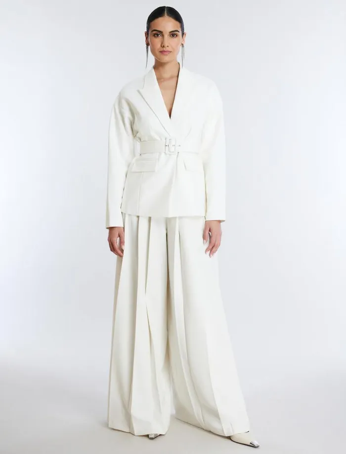 Women Belted Blazer Gardenia BCBG Jackets and Blazers Women Belted Blazer Gardenia BCBG Jackets and Blazers