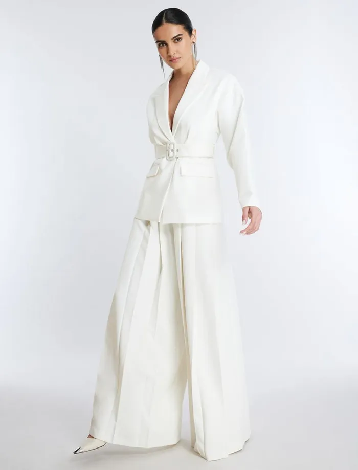 Women Belted Blazer Gardenia BCBG Jackets and Blazers Women Belted Blazer Gardenia BCBG Jackets and Blazers