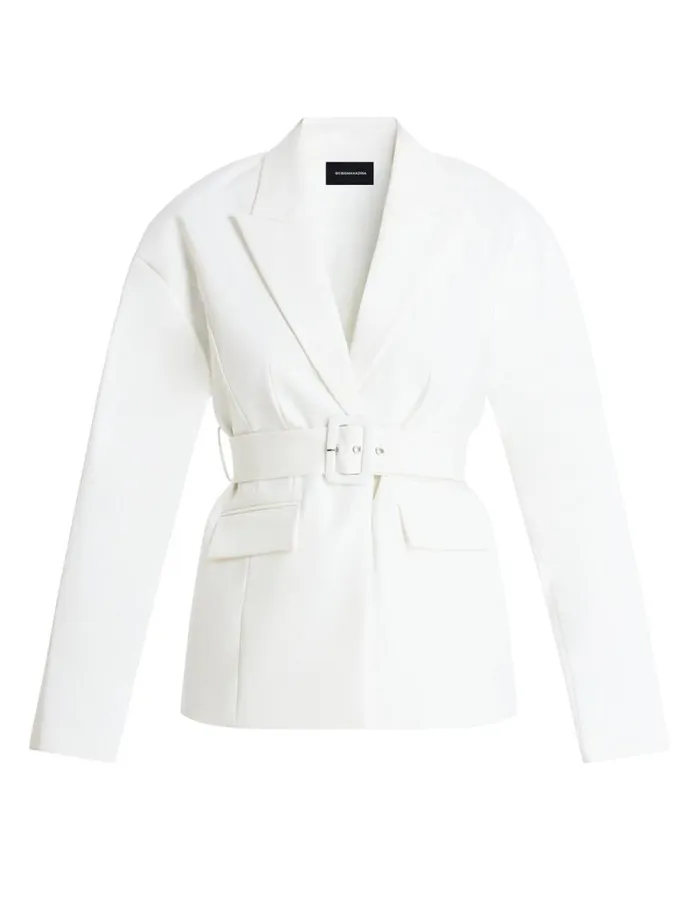 Women Belted Blazer Gardenia BCBG Jackets and Blazers Women Belted Blazer Gardenia BCBG Jackets and Blazers