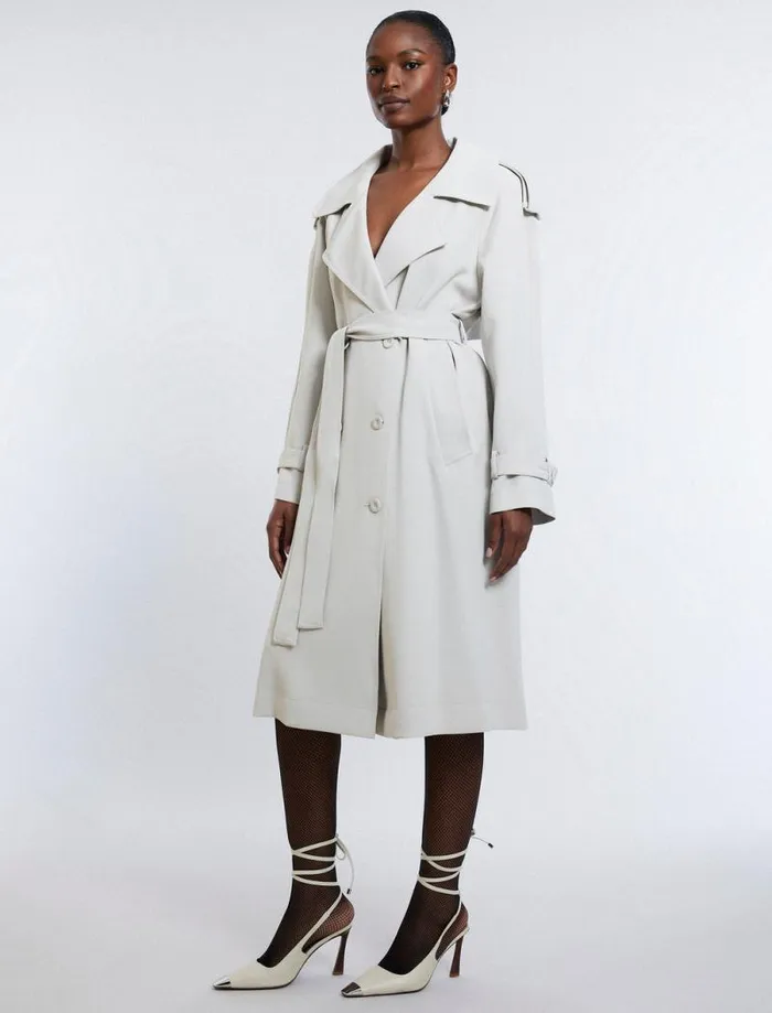 Women Belther Trench Coat Bone BCBG Outerwear Women Belther Trench Coat Bone BCBG Outerwear