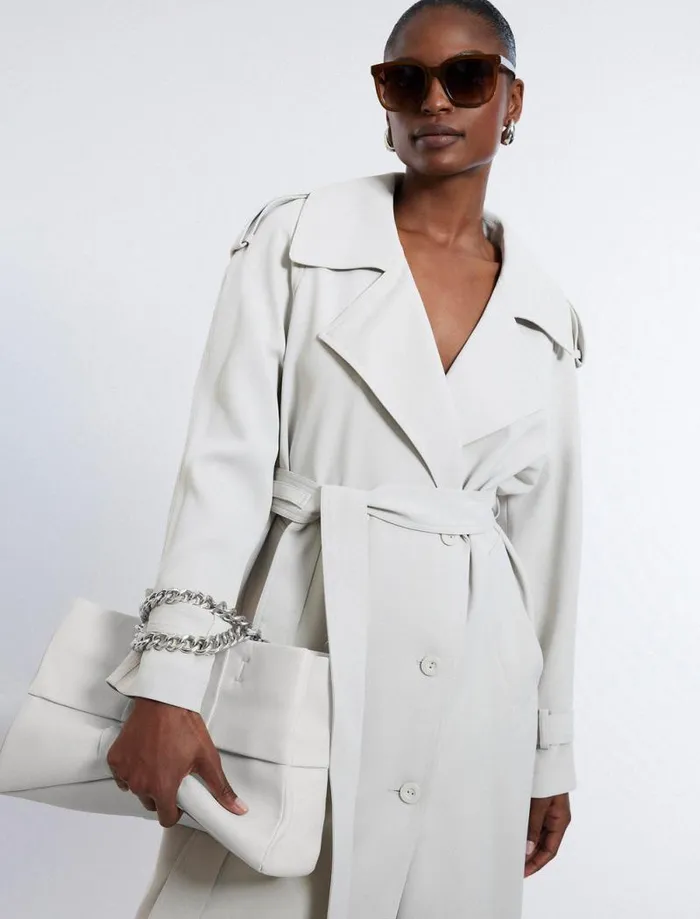 Women Belther Trench Coat Bone BCBG Outerwear Women Belther Trench Coat Bone BCBG Outerwear