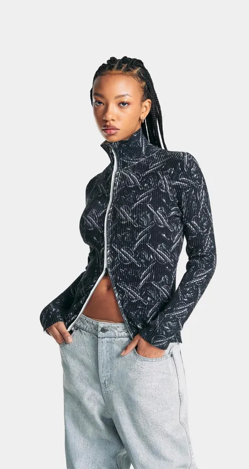 Women Black Alora Bubblewrap Knit Cardigan Daily Paper Knitwear Women Black Alora Bubblewrap Knit Cardigan Daily Paper Knitwear