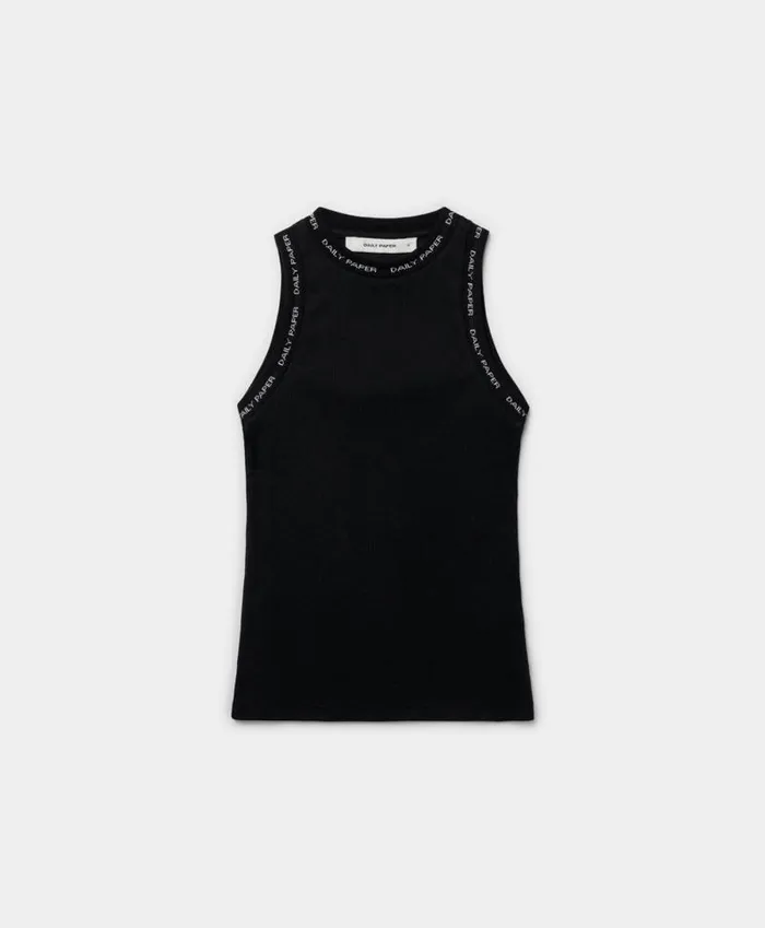 Women Black Erib Tank Top Daily Paper Tops