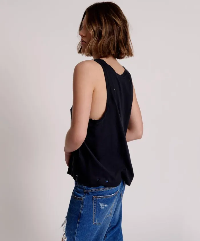 Women BLACK STONE RIBBED DISTRESSED DADDIO SINGLET One Teaspoon Tees and Tanks Women BLACK STONE RIBBED DISTRESSED DADDIO SINGLET One Teaspoon Tees and Tanks